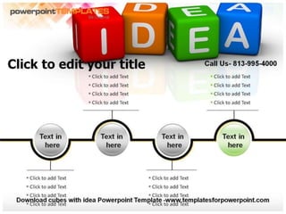 Cubes with Idea Powerpoint Template- Templates For PowerPoint