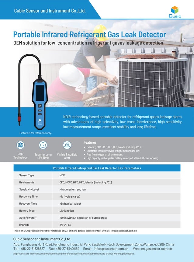 Cubic A2L And A3 Refrigerant Gas Sensor