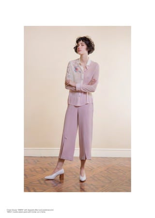 Crepe blouse “GWEN” with degradé effect and positional print
“MIKA” Culotte-styled pants with frontal cut in hems
 