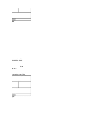 1,20MT




   TOTAL ALTURA DE LA CAJA 60CM


 LET 720 UNIDADES           1.33
CAJAS NECESITO 2 PALLETS


ALLET VISTO DESDE EL LADO DE 1,20MT




              1,20MT
 