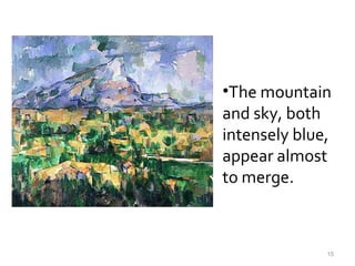 The mountain and sky, both intensely blue, appear almost to merge. 