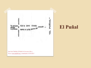 El Puñal



Juan José Tablada, El Puñal en Literatura Mar y
Tierra, www.edu365.cat, actualizado el 23-II-2013
 