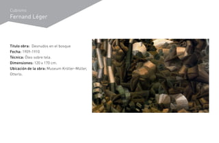 Cubismo
Fernand Léger




Titulo obra: Desnudos en el bosque
Fecha: 1909-1910
Técnica: Óleo sobre tela.
Dimensiones: 120 x 170 cm.
Ubicación de la obra: Museum Kröller-Müller,
Otterlo.
 