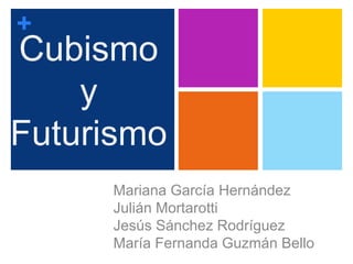 +
Cubismo
y
Futurismo
Mariana García Hernández
Julián Mortarotti
Jesús Sánchez Rodríguez
María Fernanda Guzmán Bello
 