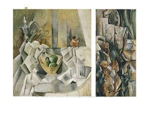                                                                                                                                    Carafe, Jug, and Fruit Bowl, summer 1909, Pablo Picasso Violin and Palette, autumn 1909, Georges Braque Cubism is an art style spearheaded simultaneously by Pablo Picasso and Georges Braque.  When they compared paintings in 1908, they realised that they had developed a new art style that was later dubbed by Guillaume Apollinaire to be ’cubism’. The two paintings above show how close the artwork of the two had become even though there was no intentional attempt to collaborate.  Cubism broke from centuries of tradition by rejecting the idea that art should depict a single viewpoint. Instead they used an analytical system in which three-dimensional subjects were fragmented and redefined from several different points of view simultaneously.  The hallmarks of cubism are the ’breaking down’ of form and space into geometrical shapes. In contrast to traditional painting styles where the perspective of a subject is fixed in one time and space, cubist work can portray the subject from multiple perspectives and multiple lapses of time. Cubism is sometimes regarded as having two phases - the Analytic phase (1907-12), and the Synthetic phase (1913 through the 1920s).  The initial phase attempted to show objects as the mind, not the eye, perceives them.  The Synthetic phase featured works that were composed of fewer and simpler forms, in brighter colours. Other major exponents of Cubism included Robert Delaunay, Francis Picabia, Jean Metzinger, Marcel Duchamp and Fernand Leger, Piet Mondrian and Sir Jacob Epstein.                                                                                                                                          Holidays  |   Flights  |  Villa Rentals  |   City Guides  |   Health & Beauty  |  Fashion  |  Yachts  |  Aircraft  |  Motoring  |  The Home  |  The Library   The Garden  |  Property for Sale  |  Finance |  The Arts  |  Lifestyle  |  Sports  |  Gourmet Food  |  Weddings and Celebrations   ABOUT US |  CONTACT US Copyright 1999 - 2007 Toffsworld Ltd and Toffsworld SL See our  Privacy Policy  and  Terms of Business                       