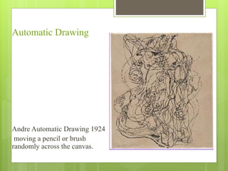 Automatic Drawing
Andre Automatic Drawing 1924
moving a pencil or brush
randomly across the canvas.
 