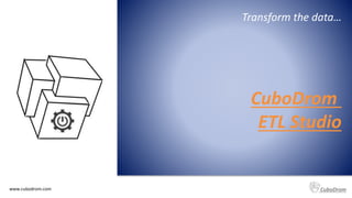 www.cubodrom.com CuboDrom
Transform the data…
CuboDrom
ETL Studio
 