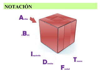 NOTACIÓN

A
a

rriba

B

ajo

I

zquierda

D

erecha

T
F

rontal

rasera

 