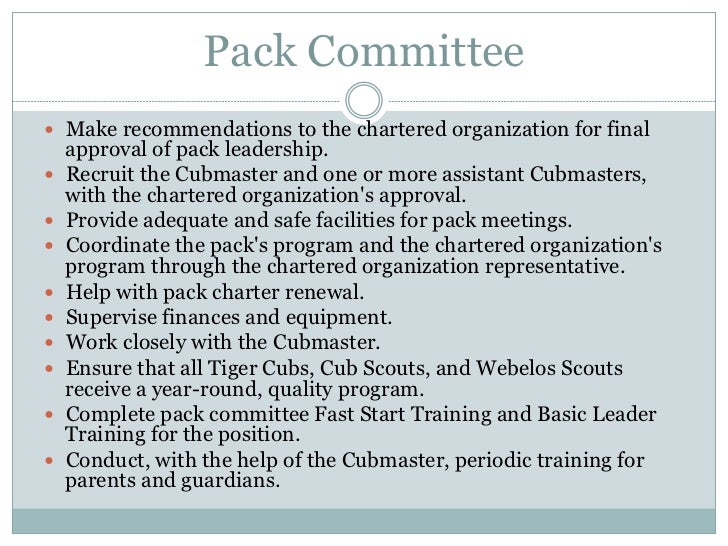 cub scout pack 86 parent night cub scout pack organization chart