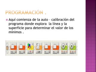  Aquí comienza de la auto – calibración del
programa donde explora la línea y la
superficie para determinar el valor de los
mínimos .