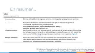 En resumen...
29
M. Gajendran, P. Loganathan and G. Jimenez et al., A comprehensive review and update on
ulcerative colitis„Disease-a-Month, https://doi.org/10.1016/j.disamonth.2019.02.004
 