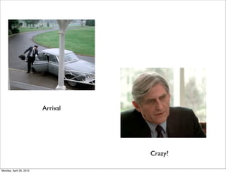 Arrival




                                   Crazy?

Monday, April 26, 2010
 