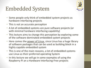 Embedded Systems: Lecture 8: The Raspberry Pi as a Linux Box | PDF