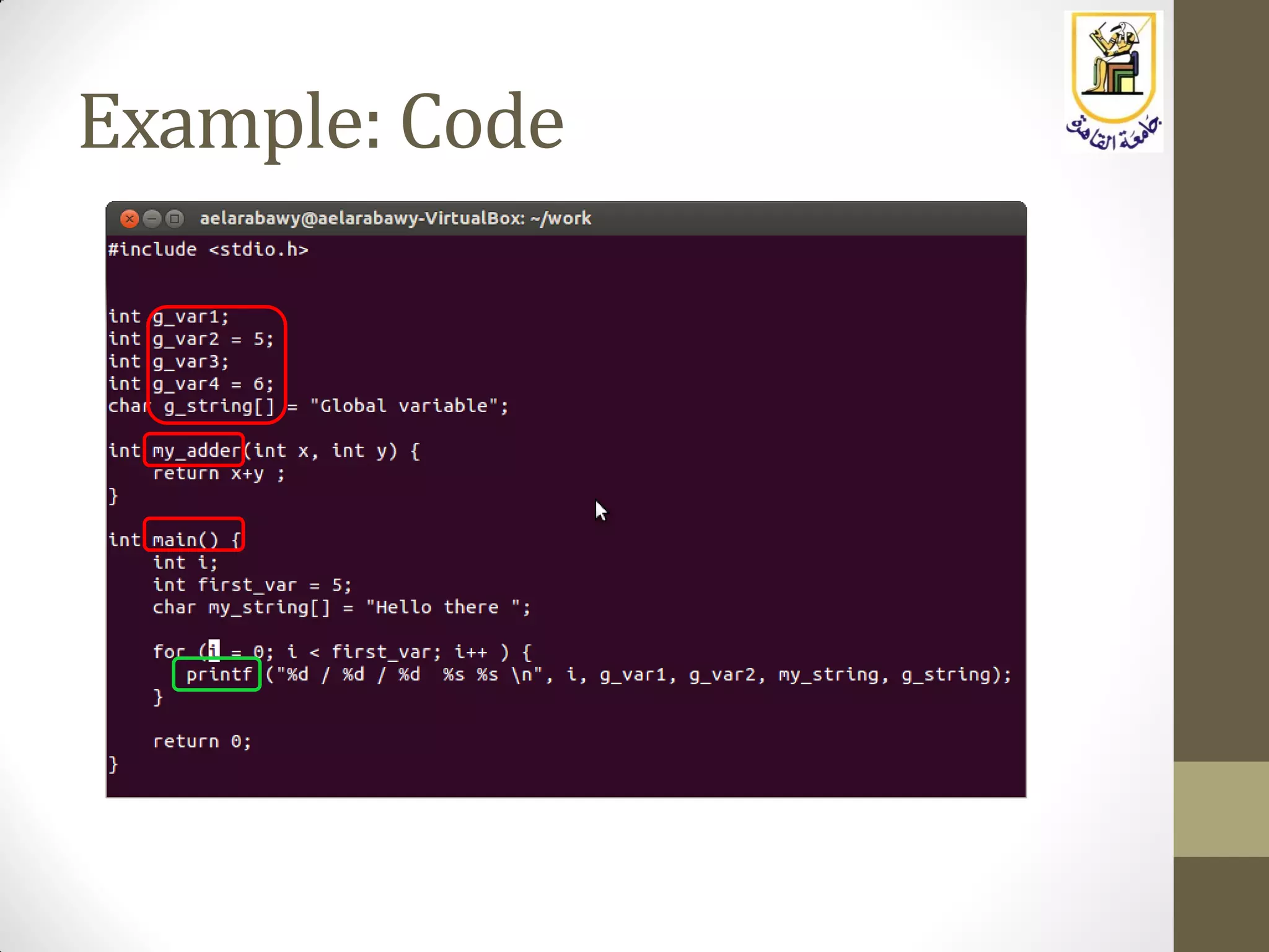 Example: Code
 