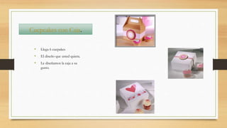 Cucpcakes con Caja.
• Llega 6 cucpakes
• El diseño que usted quiera.
• Le diseñamos la caja a su
gusto.
 