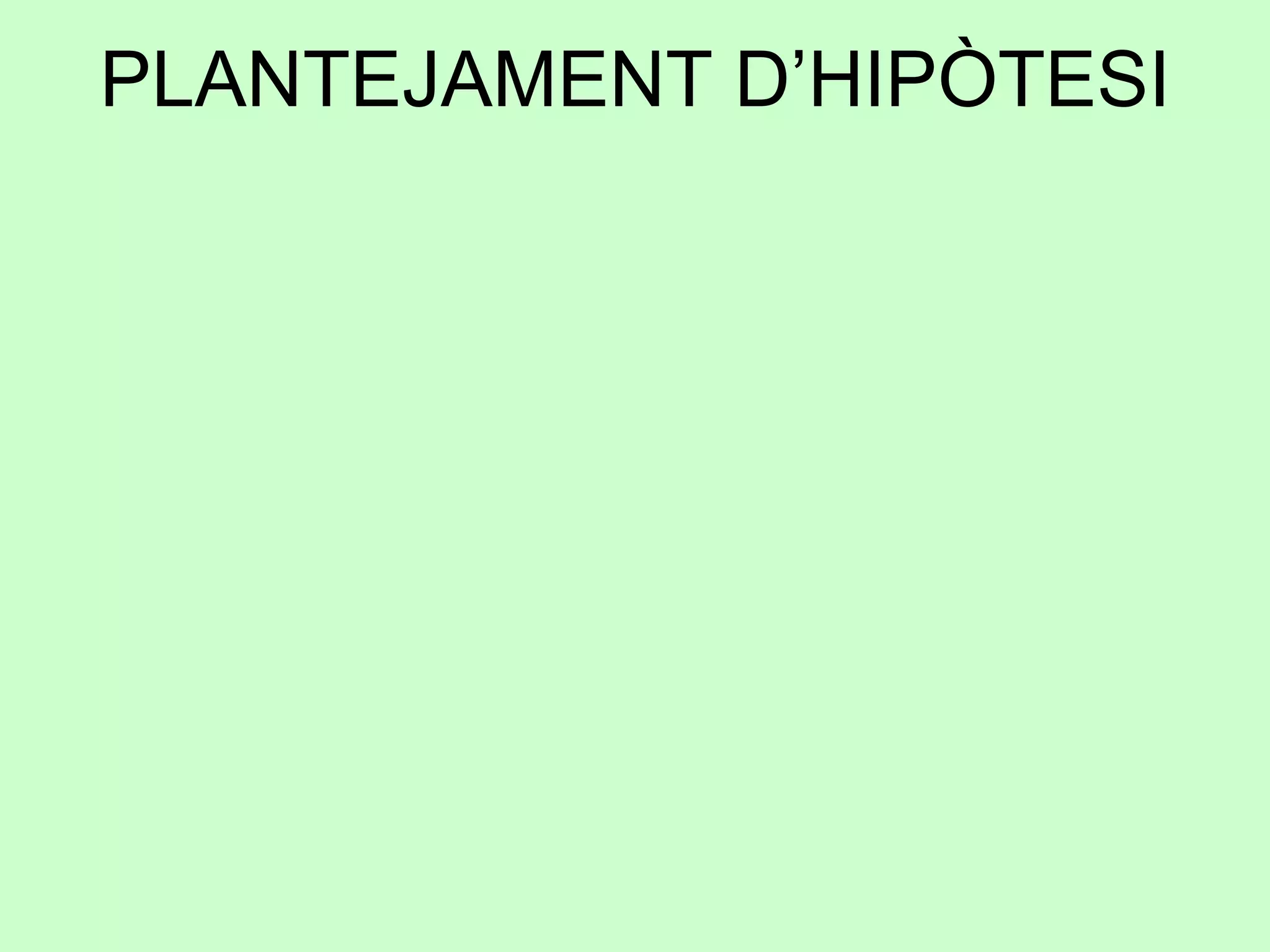 PLANTEJAMENT D’HIPÒTESI 