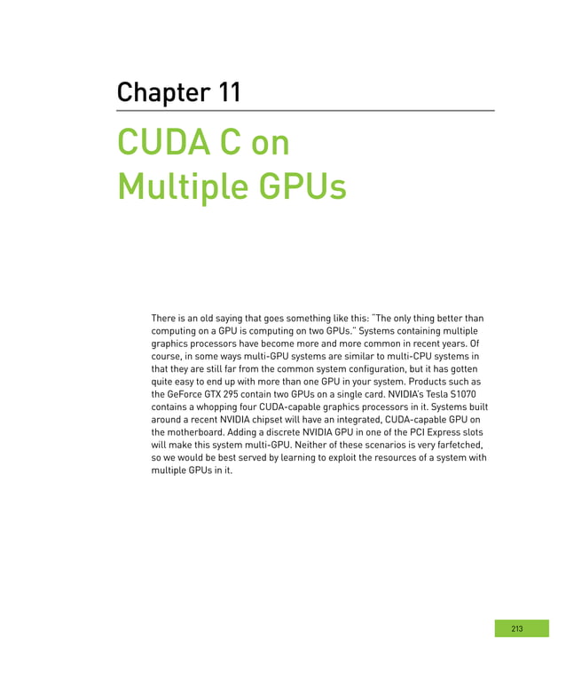 CUDA by Example : CUDA C on Multiple GPUs : Notes | PDF