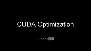 CUDA Optimization
Ludan 滷蛋
 