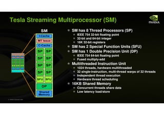 Tesla Streaming Multiprocessor (SM)
                            SM has 8 Thread Processors (SP)
                          ...