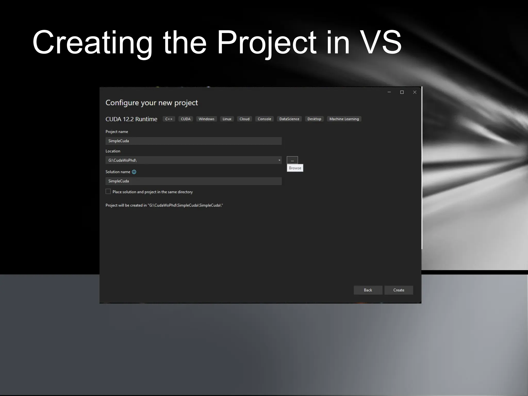 Creating the Project in VS
 