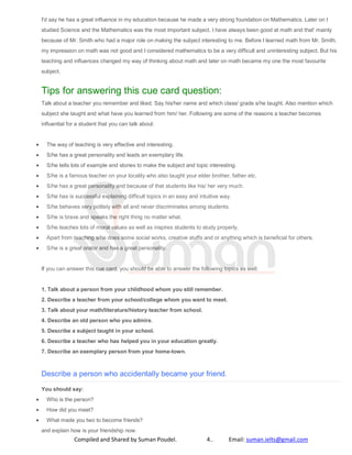 Cue card answers. | PDF