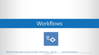 Workflows 
SharePoint et la GED : Mythes et réalité?, 26/11/2014 Sébastien Paulet @SP_twit sebastien.paulet@aerow.fr 
AveP...