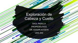 Exploración de
Cabeza y Cuello
SAÚL PADILLA
PROPEDÉUTICA
DR. EDGAR ACOSTA
UDG Z02
 