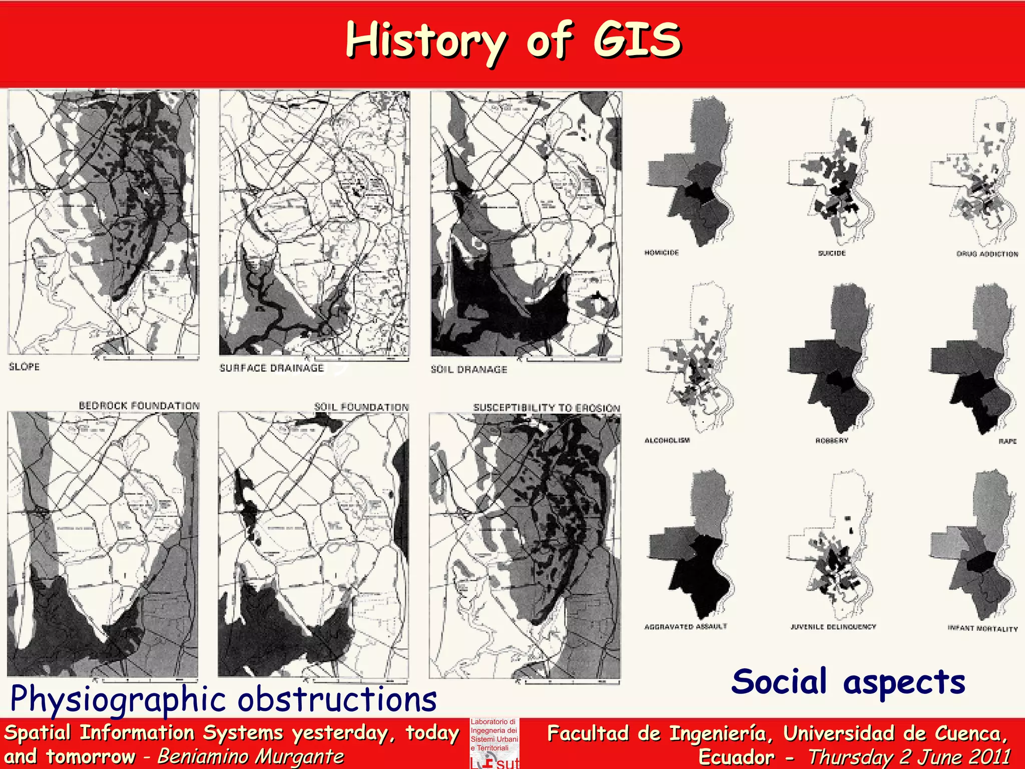 History of GIS 1969 Physiographic obstructions Social aspects  