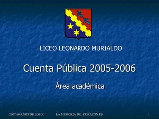 Cuenta Pública 2005-2006 Área académica LICEO LEONARDO MURIALDO 