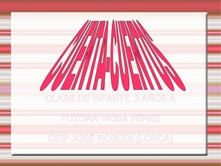 CLASE DE INFANTIL 3 AÑOS A TUTORA: ROSA PÉREZ CEIP JOSÉ ROBLES (LORCA) CUENTA-CUENTOS EN EL AULA CUENTA-CUENTOS