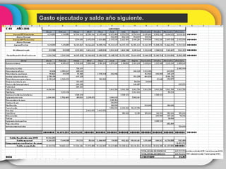 Gasto ejecutado y saldo año siguiente.
 
