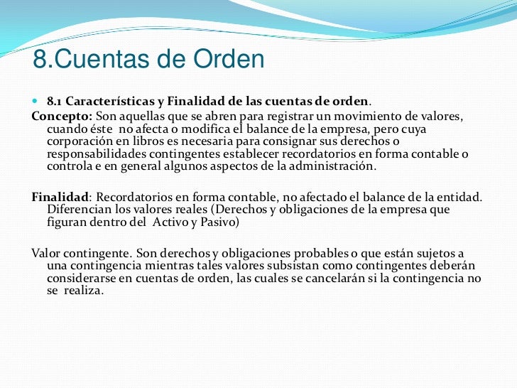 Cuentas De Orden