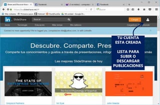 TU CUENTA
ESTA CREADA
LISTA PARA
SUBIR O
DESCARGAR
PUBLICACIONES
 