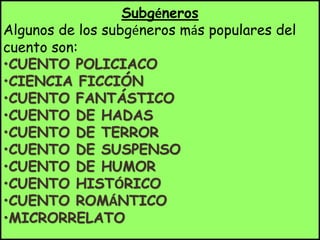 Cuento: Tipos; Popular y Literario. | PDF