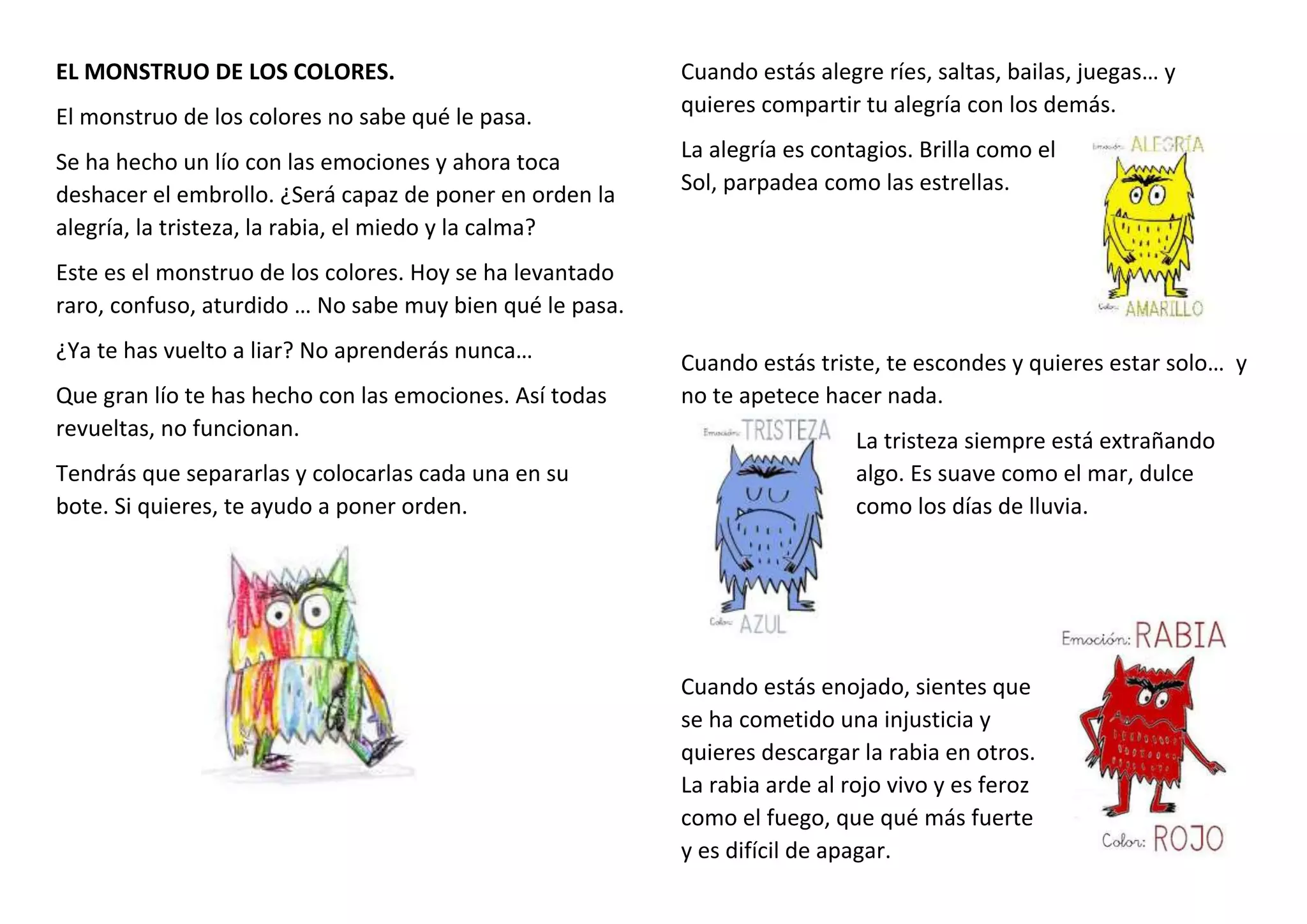 cuentos infantiles mochila el monstruo de colores el corte inglÃ©s
