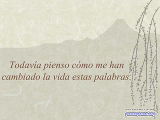 Todavía pienso cómo me han cambiado la vida estas palabras. 