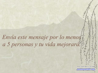Envía este mensaje por lo menos a 5 personas y tu vida mejorará. 