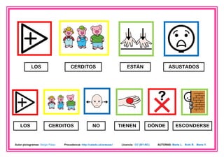 LOS                       CERDITOS                                 ESTÁN                      ASUSTADOS




    LOS                  CERDITOS                       NO                 TIENEN             DÓNDE            ESCONDERSE


Autor pictogramas: Sergio Palao   Procedencia: http://catedu.es/arasaac/    Licencia: CC (BY-NC)   AUTORAS: Marta L. Ruth R. María Y.
 