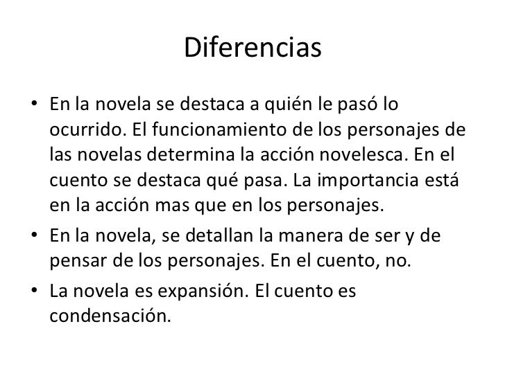 Cual Es La Diferencia Entre La Novela Y El Cuento Esta