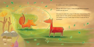 El zorrillo se puso triste y comenzó a llorar.
Pasó por ahí la taruca esquiva, viendo al zorrillo llorar le preguntó:
Zorrillo ¿por qué lloras?
Lloro porque la wallata llora, porque el colibrí llora, porque la Intimpa llora
porque cortan sus ramas, queman sus troncos, porque pronto desaparecerá,
a los nevados ya no verá y cuando caigan las lluvias el pueblo del niño ya
no protegerá.
 