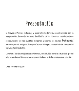 Cuentos Ashaninca: Enrique Casanto Shingari