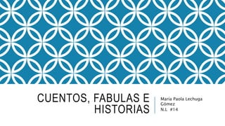 CUENTOS, FABULAS E
HISTORIAS
María Paola Lechuga
Gómez
N.L #14
 