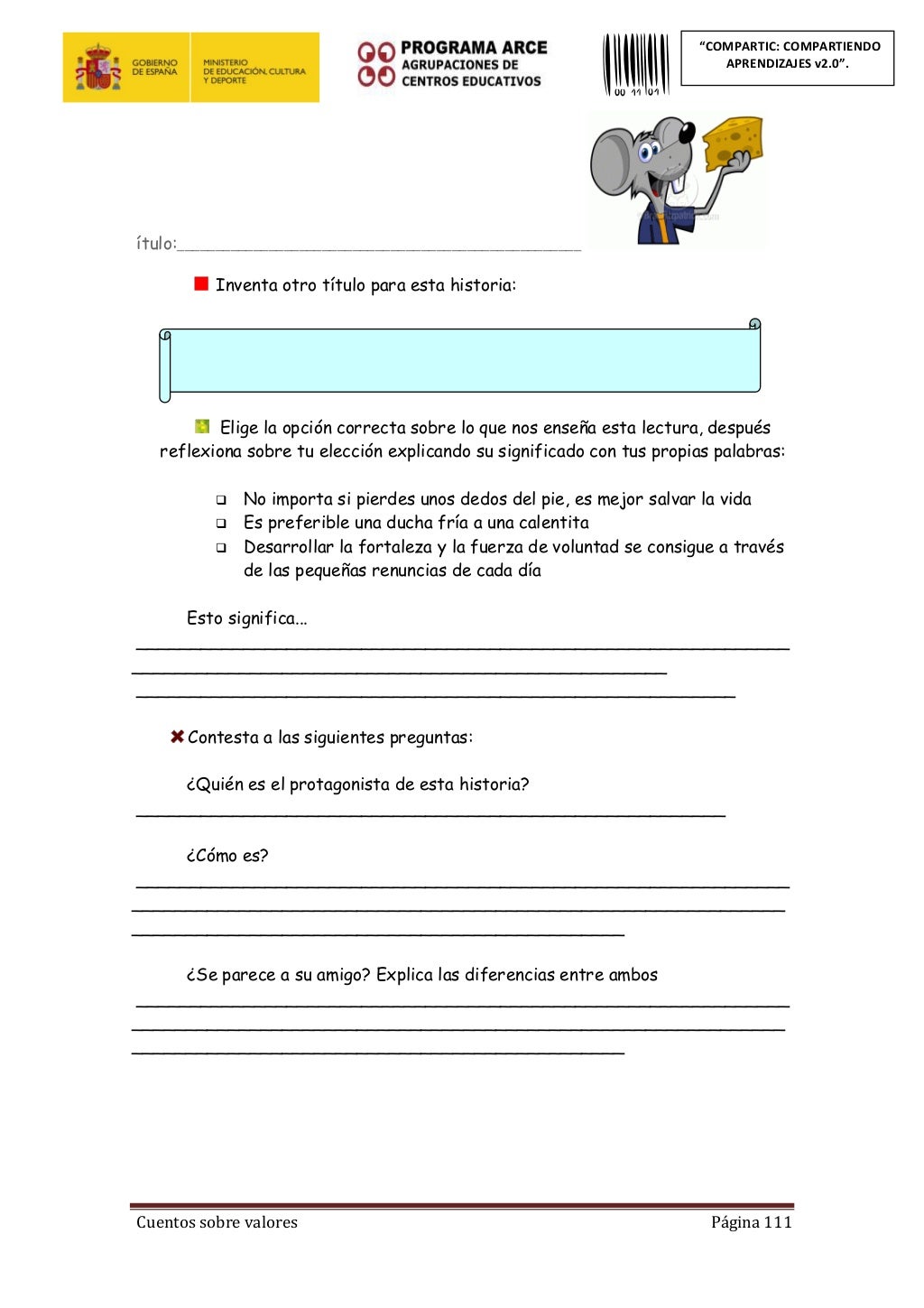 CUENTOS SOBRE VALORES EN PRIMARIA