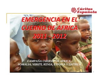 EMERGENCIA EN EL 
  CUERNO DE AFRICA 
     2011 ‐ 2012


     CAMPAÑA CUERNO DE AFRICA:
SOMALIA, YIBUTI, KENIA, ETIOPIA Y ERITREA

                               Foto: Zaloa Rasines / Caritas Española
                                                                        1
 