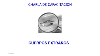1
CHARLA DE CAPACITACION
CUERPOS EXTRAÑOS
27/10/2022
 