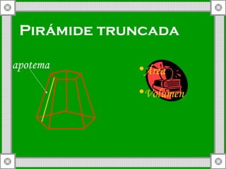 Pirámide truncada apotema Área Volumen 