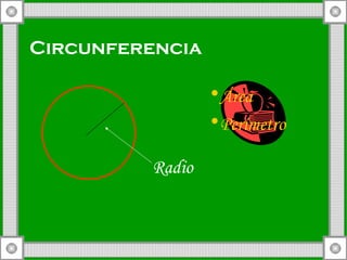Circunferencia   Área Perímetro Radio 