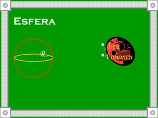 Esfera Área   Volumen R 