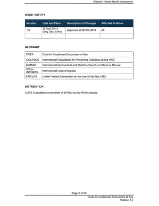 Code for Unplanned Encounters at Sea (CUES) as agreed upon at the 14th Western Pacific Naval Symposium