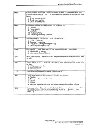 Code for Unplanned Encounters at Sea (CUES) as agreed upon at the 14th Western Pacific Naval Symposium